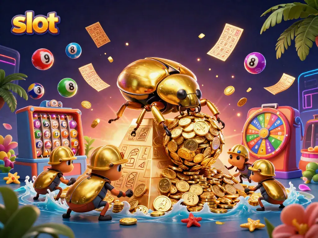 Menang besar di slot dengan simbol keberuntungan dan berbagai elemen perjudian yang memikat.