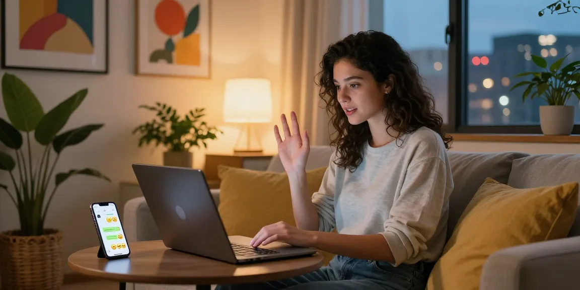 AI girlfriend video call in a cozy urban apartment setting