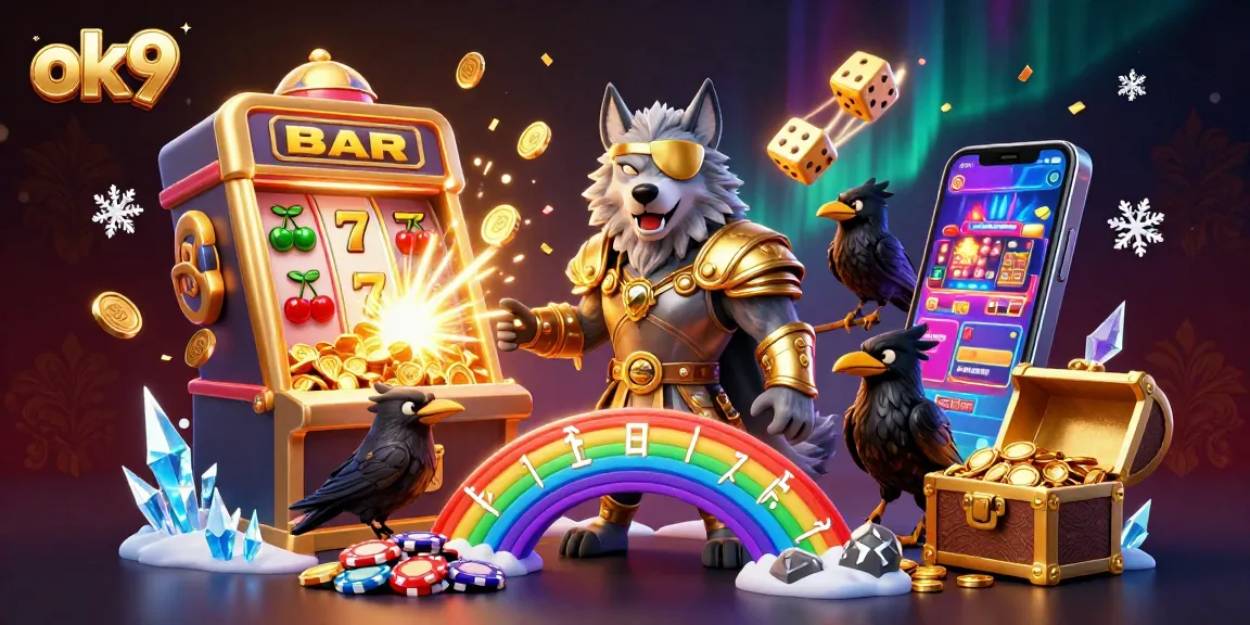Experience exhilarating gameplay with ok9 as the Odin wolf and ravens celebrate jackpots in a casino world.