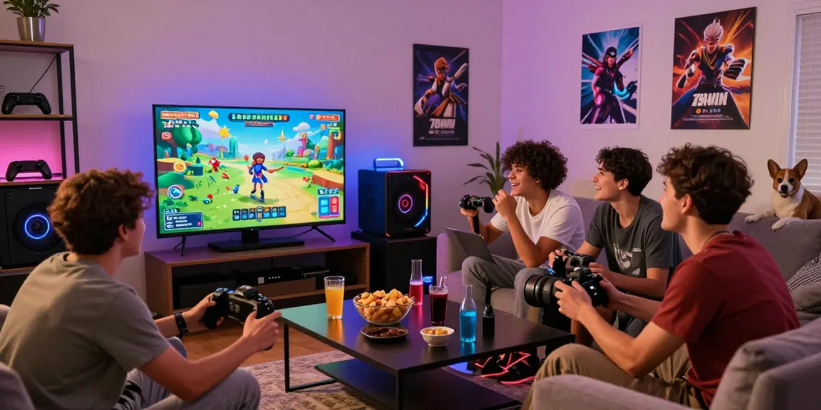 Players experiencing the excitement of 78win's online Bắn Cá game in a lively living room setting.