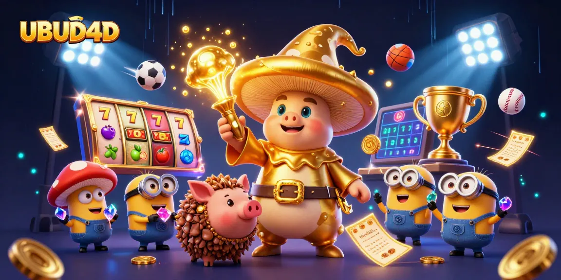 Experience UBUD4D's magical scatter slots with golden wizardry in a colorful casino world.