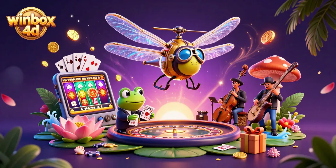 Experience the thrill of winbox 4d with vibrant characters and casino elements in a captivating scene.