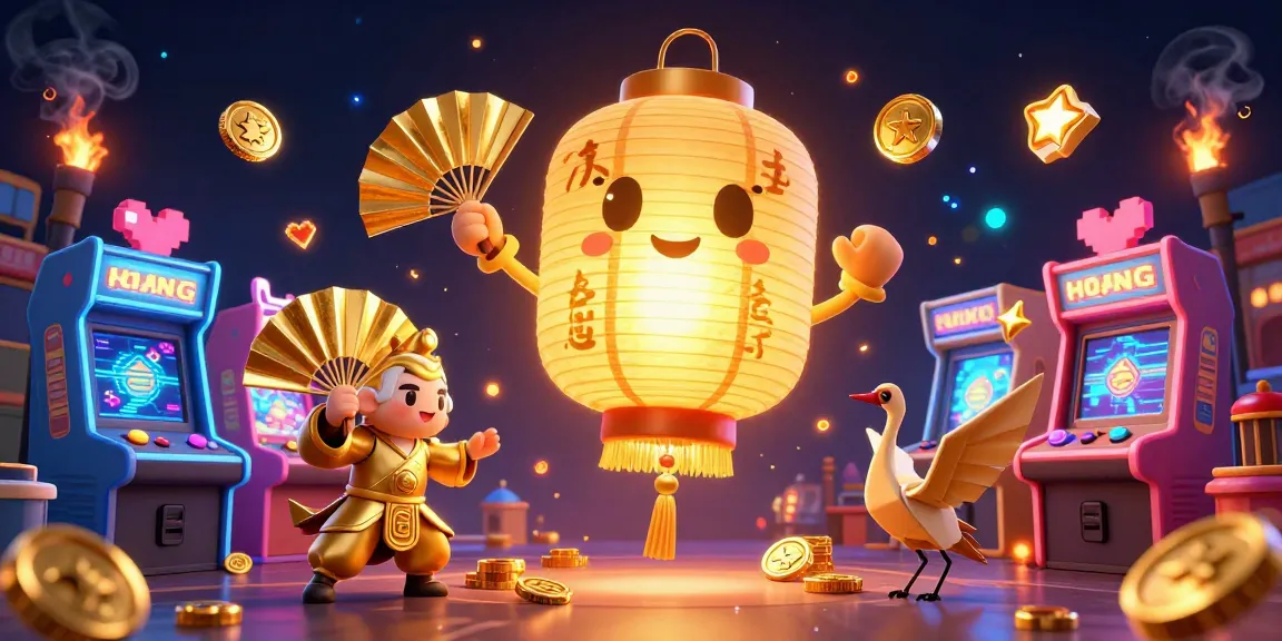 Engage in thrilling gameplay at 58win with colorful 3D arcade machines and golden lantern spirit illuminating the casino energy.