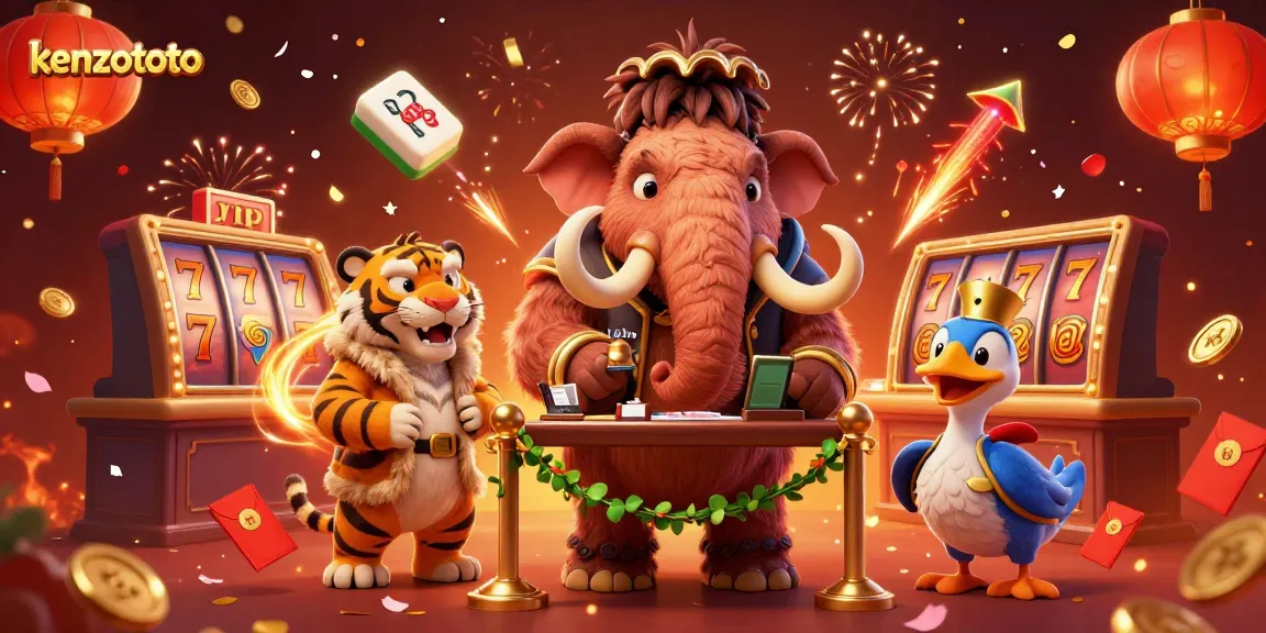 Experience the excitement of kenzototo with animated slot reels and vibrant casino characters.