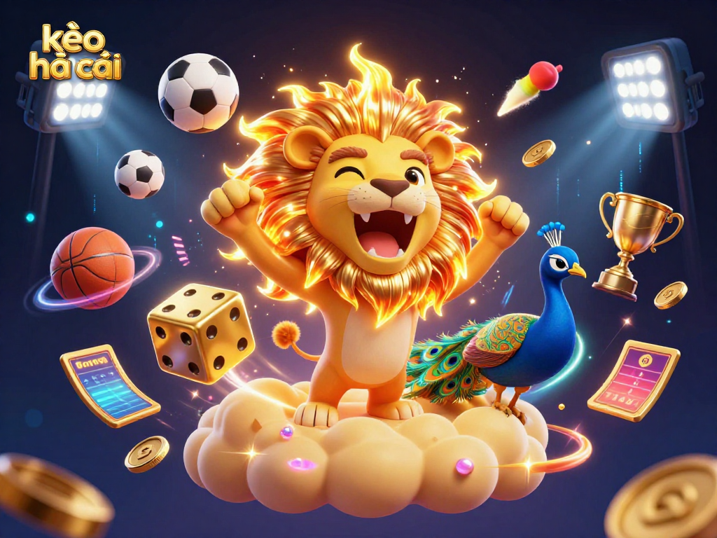 Engage with kèo nhà cái in an ultra-detailed 3D illustration featuring dynamic sports elements and vibrant visuals.