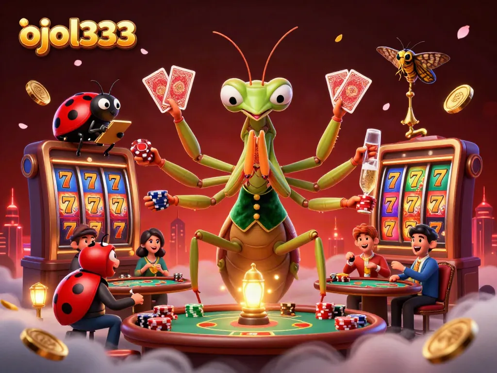 Experience thrilling gaming excitement with ojol333 in a vibrant casino scene featuring lucky 7s and dynamic gameplay.