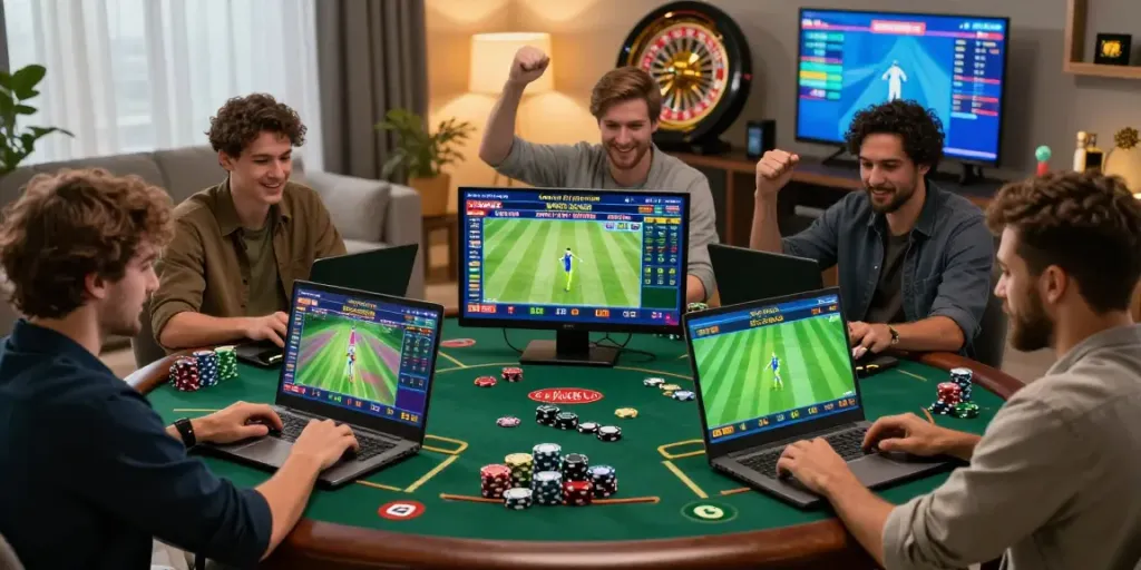 Dynamic betting scene showcasing lotus365 with live cricket, football, and tennis betting activities.