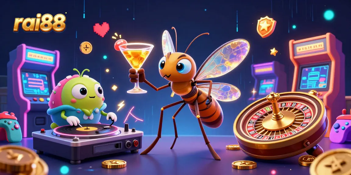 Experience the vibrant energy of rai88 with a casino-themed 3D illustration showcasing gaming elements.