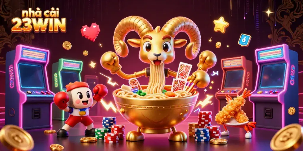 Engage and win with nhà cái 23WIN in a dynamic casino scene featuring vibrant characters.