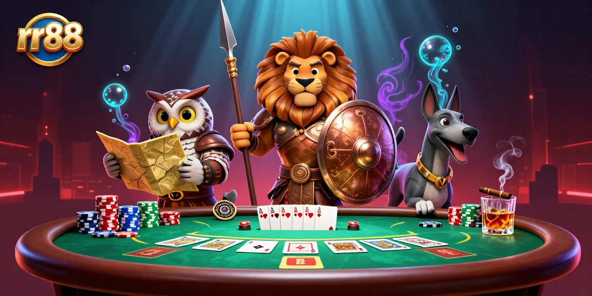 Experience thrilling poker action at rr88 with a 3D cartoon scene displaying dynamic gameplay and rich details.