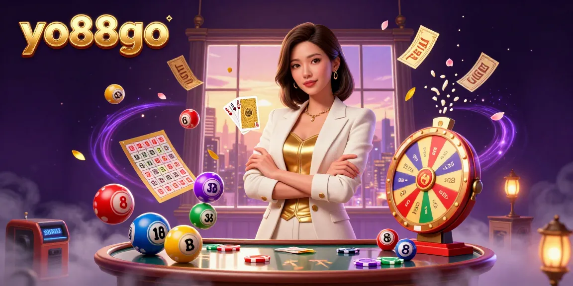 Experience thrilling moments with yo88go as an elegant woman showcases her winning poker skills amidst a dynamic casino atmosphere.