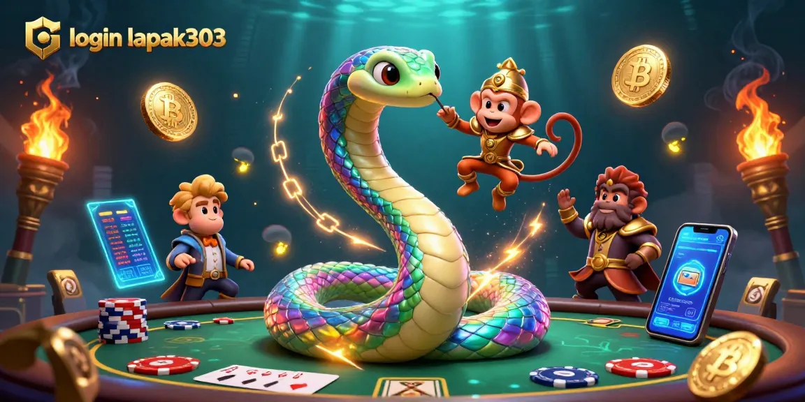 Masuk ke login lapak303 dan nikmati permainan poker dengan visual menarik di mana ular pelangi berkilau.