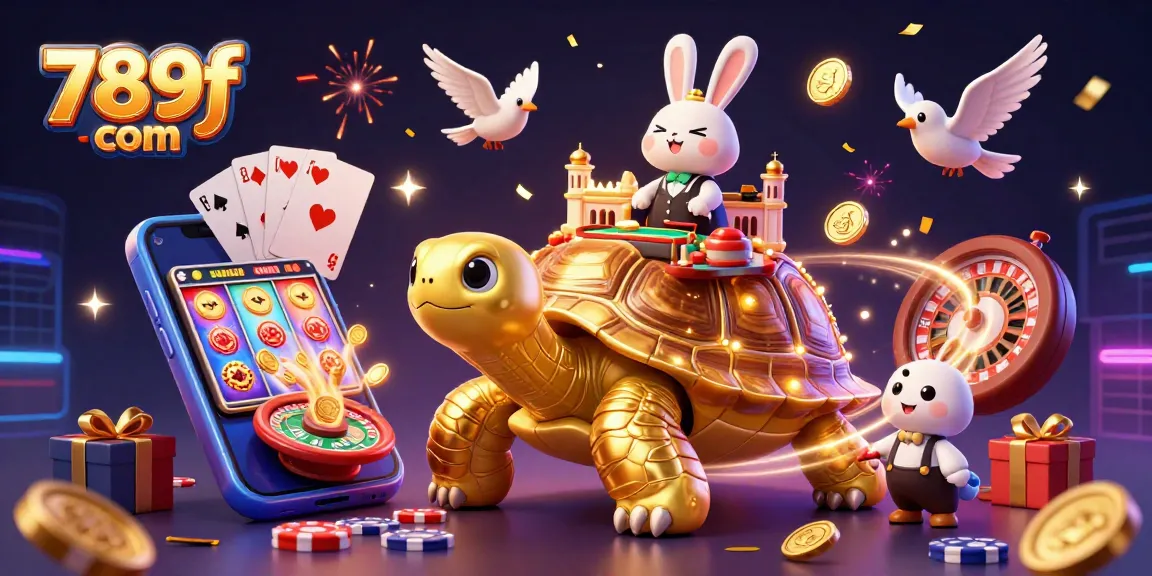 Experience the thrill of 789f com with a vibrant 3D casino scene featuring golden coins and lively characters.