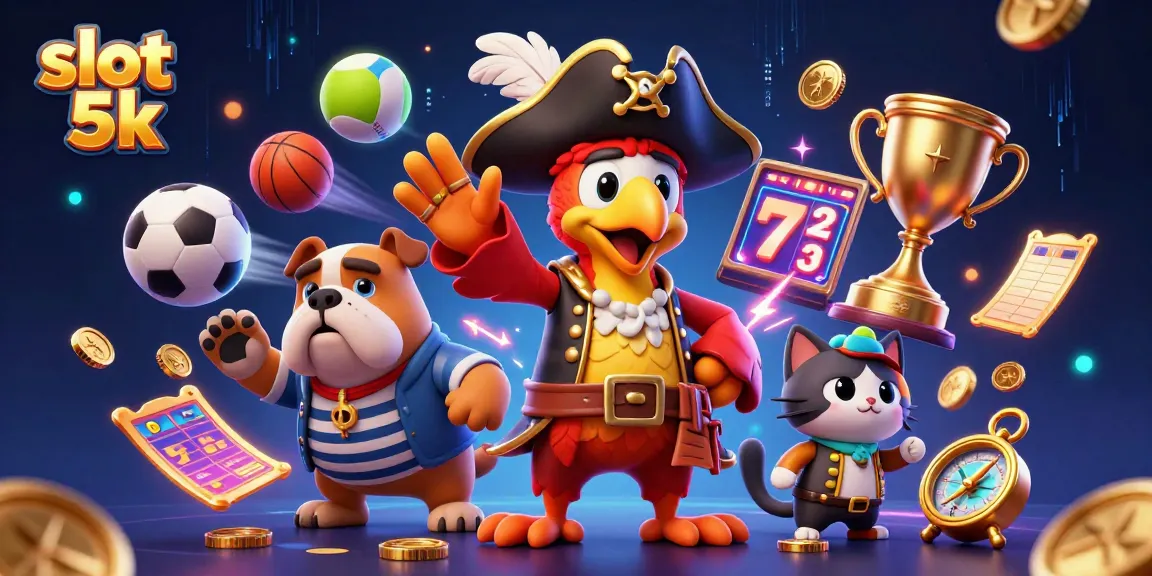 Experience thrilling wins with slot 5k in this vibrant 3D casino scene featuring a pirate captain and friends.