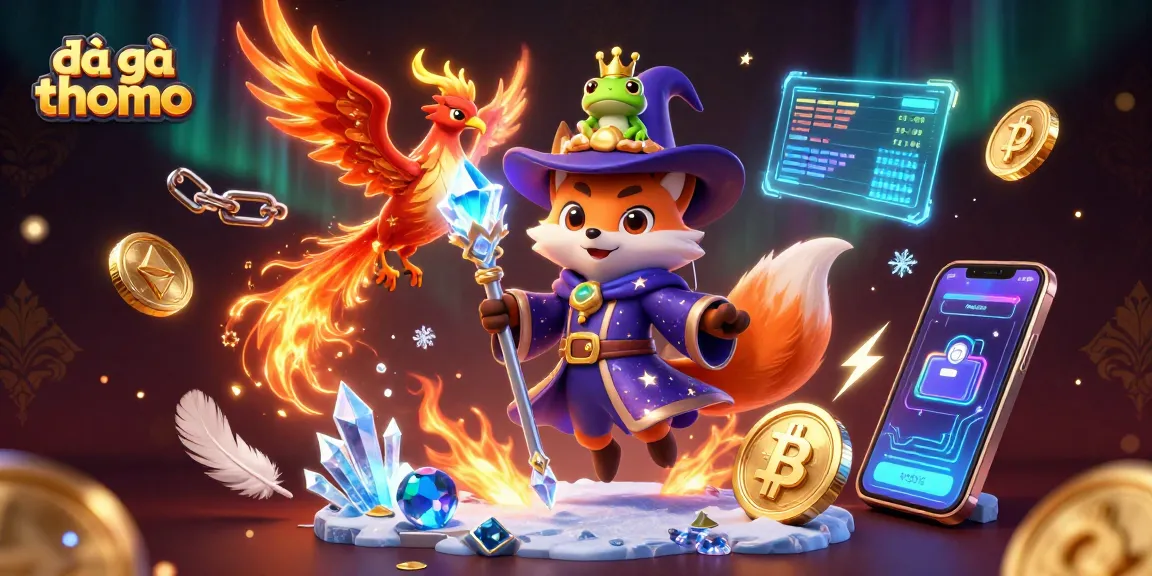 Engage with đá gà thomo live action in a spectacular mystical 3D scene of a wizard fox and phoenix.