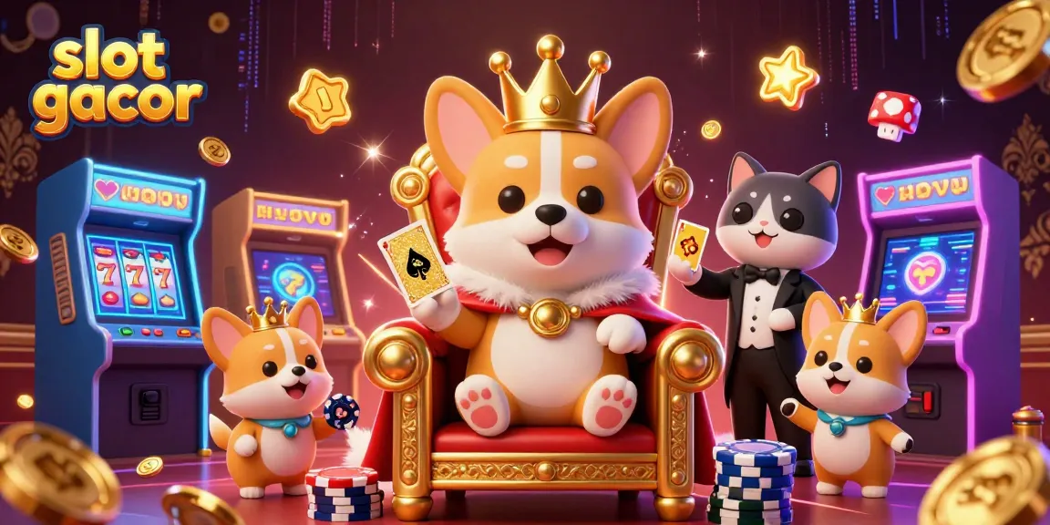 Mainkan slot gacor dengan karakter kartun 3D di latar kasino megah dan penuh warna.