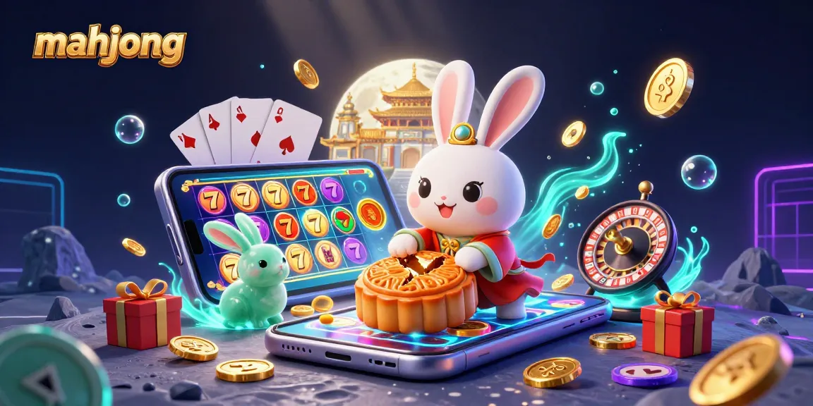 Play mahjong with lively cartoon characters in a dynamic casino-inspired lunar scene.