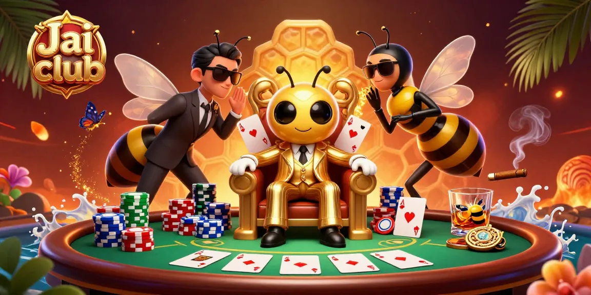 Jai club brings excitement to poker with a bumblebee mob boss and colorful chips.