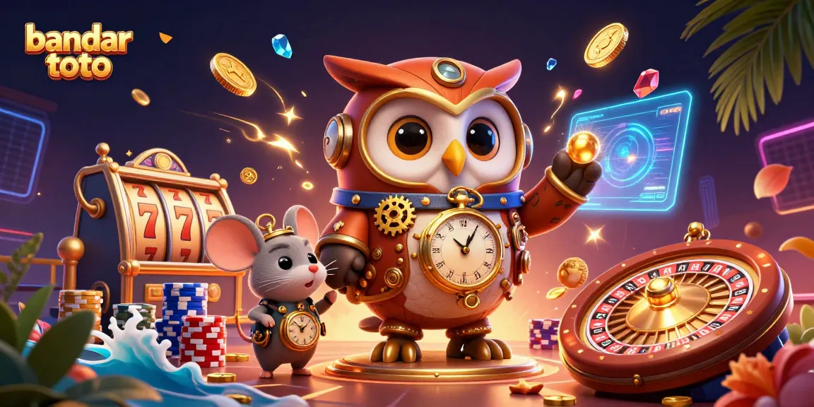 Experience winning thrills at bandar toto with 3D owl and vibrant casino elements.