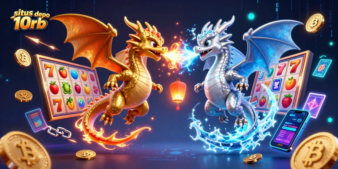 Experience the excitement of situs depo 10rb with dynamic slot elements and fiery dragons in this vibrant illustration.