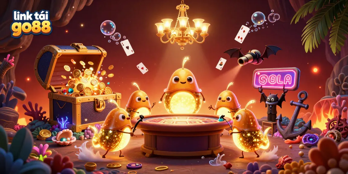 Play and win at the vibrant link tải go88 cave casino filled with dazzling treasure and glowworms.