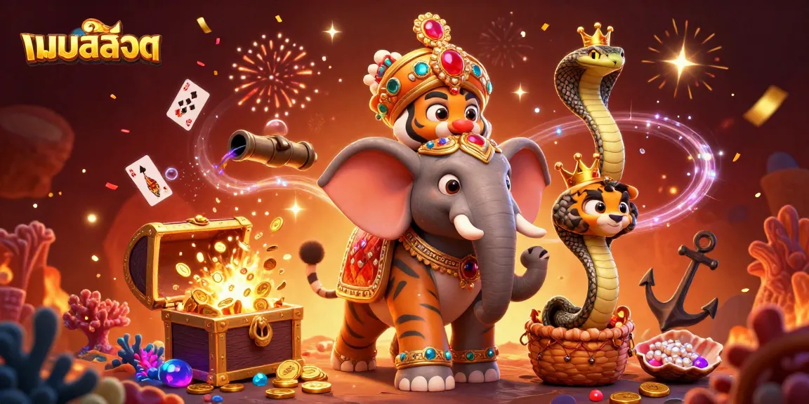 สนุกกับเกมสล็อต ด้วยภาพการ์ตูน 3D ของเสือ Maharaja มงกุฎรัดตัวแน่นและช้างเจียระไนเพชร
