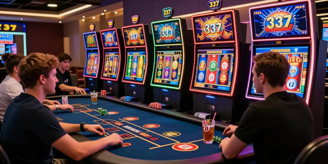 Pengguna bermain permainan slot online di 337sports dengan suasana kasino yang menarik.