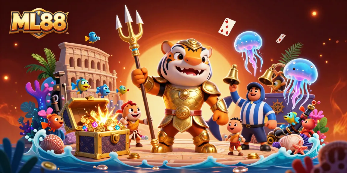 Experience winning strategies at ML88 with a vibrant underwater casino scene featuring a tiger shark and treasures.