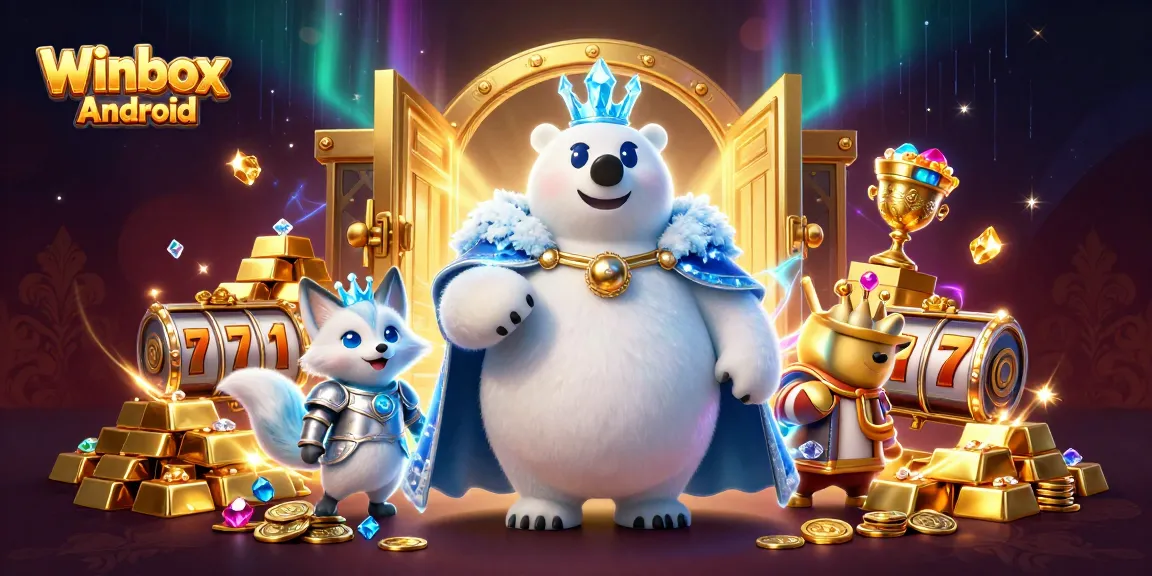 Experience the thrills of Winbox Android with vibrant casino elements and characters in an engaging illustration.
