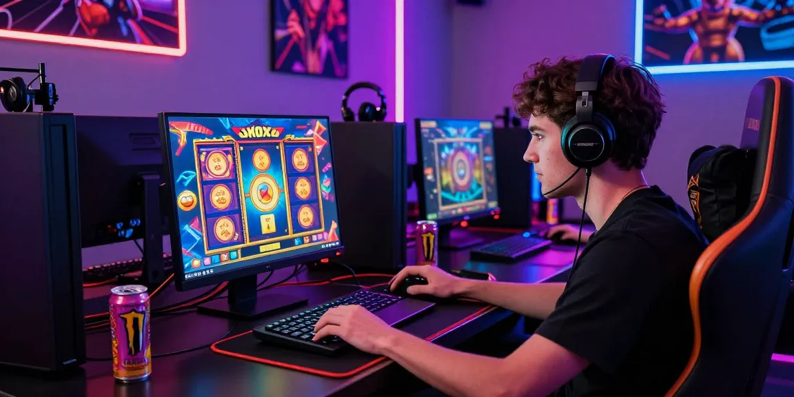 Slot gacor di laptop dengan gamer bersemangat dalam ruang gaming modern.
